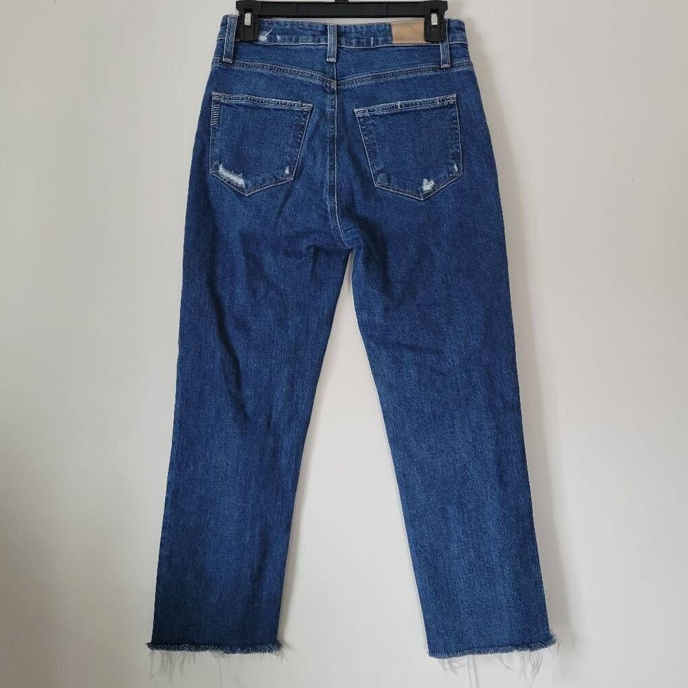 PAIGE Stella Distressed Straight Leg Jeans Raw Hem Size 27 Blue Miss You Distres - Picture 4 of 7